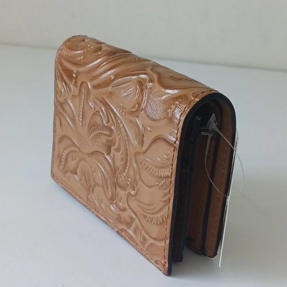 Patricia NASH Brown Leather Small Wallet Tooled Clara Biscuit